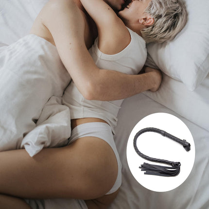 Whip Sex Hard, Leather Whip, 85cm Bullwhip, BDSM Whip, for SM Sex Strap Flogger Suede Sex Toy Cosplay (Black)