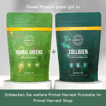 Primal Harvest Super Greens Powder with 27 plant compounds, including spirulina and wheatgrass, 30 servings
