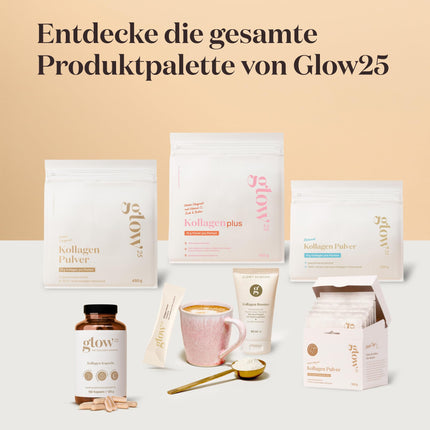 Glow25® Collagen Powder Cinnamon Cookie [450g] - Collagen Hydrolysate - Peptides Type 1 and 3 - Good Solubility