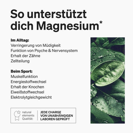 Magnesium Complex - Premium: Made from 5 high-quality compounds - 400mg elemental magnesium per daily dose - Laboratory-tested, vegan, high-dose