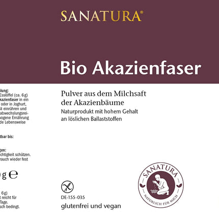3 x 180 g Sanatura Acacia Fiber Powder Organic – 540 g – valuable fiber source from acacia fiber – soluble fiber – vegan, gluten-free and fructose-free – well tolerated