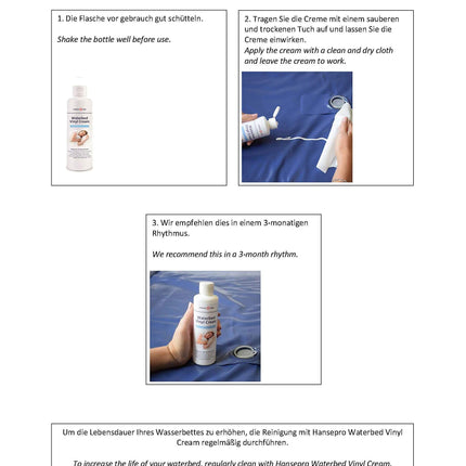 Hanse Pro Waterbed Vinyl Cream (2 x 250 ml) | Waterbed Care | Waterbed Accessories | Suitable for all waterbeds