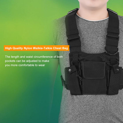 143 Walkie Talkie Chest Rig Chest Rig, Hands-free Adjustable Bag with Hanging Nylon Walkie Talkie Chest Pack, for Police, Production Workshops, Construction Sites