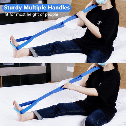 Standing aid bed for seniors and disabled people - High-quality aid for recovery after hip surgery - Easy to use - Aluminum rods (Blue)
