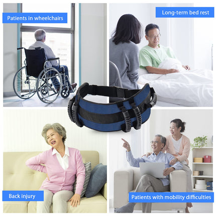 LOSCHEN Transfer Gait Belt, Walking Belt with 6-Handle Belt, Cares Belt Transfer Aid Mobility Aid for Elderly Walking Safety Assistance Device (Dark Blue)