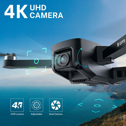 T18S GPS Drone with 4K Camera for Adults, TEEROK 5G Transmission FPV Drone 500m RC Quadcopter with Automatic Return, Follow Me, Brushless Motor, Gesture Control, 2 Batteries