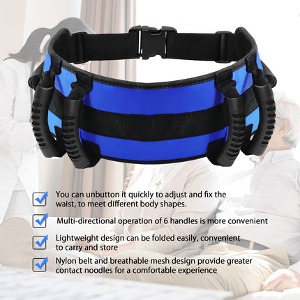 LOSCHEN Transfer Gait Belt, Walking Belt with 6-Handle Belt, Cares Belt Transfer Aid Mobility Aid for Elderly, Bariatric, Disabled People, Hospitals for Home Care (Blue)