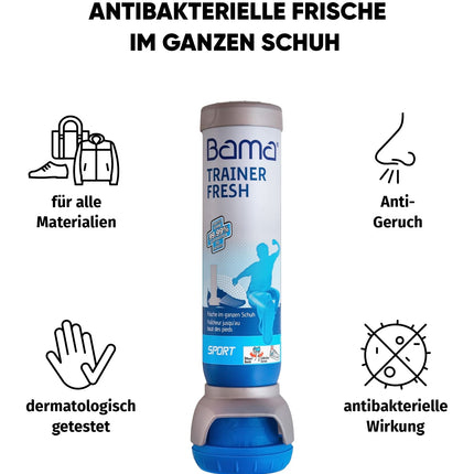 Bama Trainer Fresh Shoe Deodorant 100ml – hygienic, antibacterial freshness, transparent shoe spray for sports, work, and leisure shoes