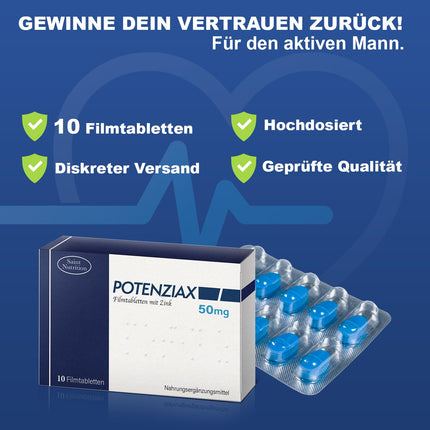 NEW: Potenziax - 50mg dietary supplement with high dosage of Maca, Guarana, Muira Puama and L-Arginine for men - tailored to the needs of men