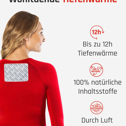 TerraTherm heat patches for back, neck and shoulders – 12h of soothing deep heat, back warmer – body warmer self-adhesive and air-activated – 10 pieces