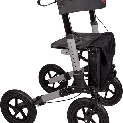 Antar travel rollator with pneumatic tires, folds multiple times for transport. AT51036