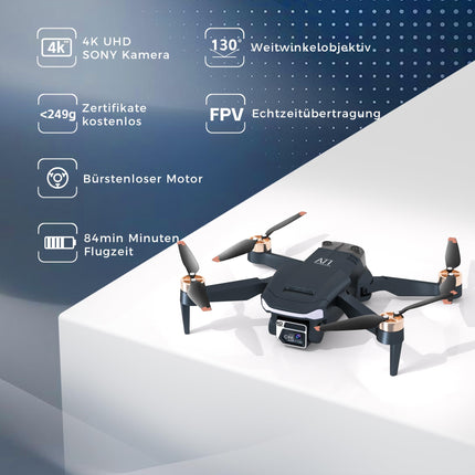Durable brushless motor drone with 84 minutes super long flight time, drone with 4K HD camera for beginners, CHUBORY A77 WiFi FPV quadcopter, follow mode, auto-hover, 3 batteries, carrying case