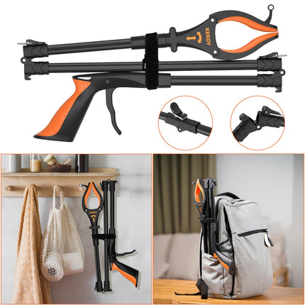 Kekoy 81cm Foldable Grabber with Light, Grabber for Seniors, Grabber Garbage Tongs, Anti-Slip Jaw, Comfortable Rubber Grip, Lifting Aid for Seniors, Magnetic Hook for Garbage Tongs, Arm Extension
