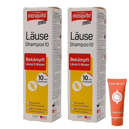 Mosquito med Lice Shampoo 2x 100ml - Fights head lice and nits | Fast and effective | Practical application | Lice remedy | Lice treatment | Value set plus Pharma Perle giveaway