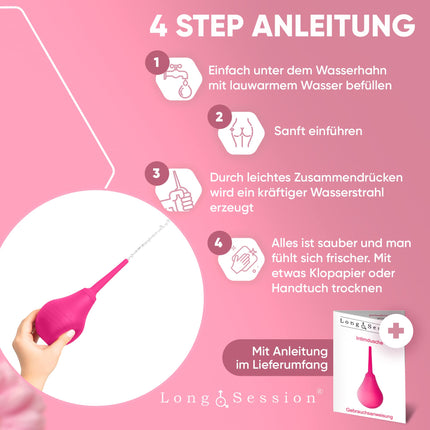 Long.Session® Enema for Colon Cleansing (240ml) SPECIAL PRICE, With anti-reflux function, Anal douche for women, Butt shower, Enemas for colon cleansing, Intimate douche