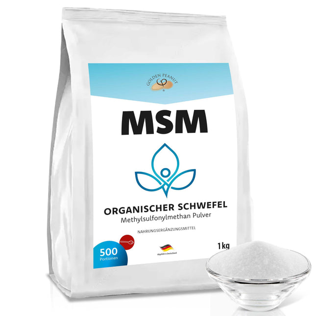 GOLDEN PEANUT MSM 1 kg, methylsulfonylmethane, highest purity, organic sulfur without additives or anti-caking agents