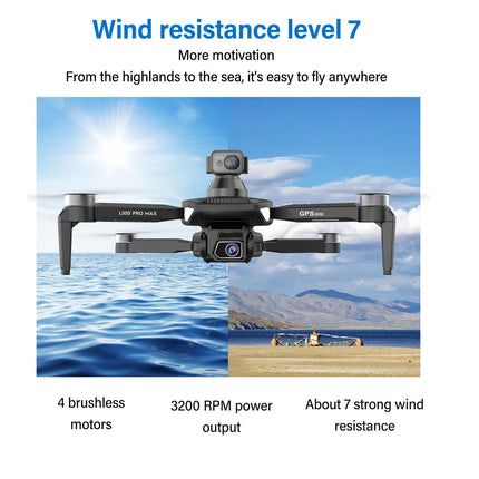 BuyWeek Drone with 4K Camera, L500 Pro MAX GPS Mini Drone 360 ​​Degree Obstacle Avoidance Brushless 4K HD Aerial Photography RC Quadcopter for Beginners