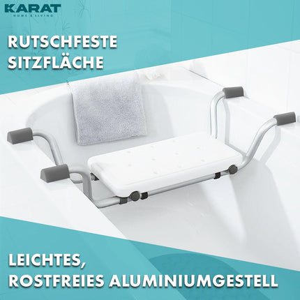 KARAT bathtub seat, seat board for bathtub, non-slip, 100 kg load capacity, adjustable 78-86 cm, bathtub stool, shower seat for adults and seniors, bathtub board Levi