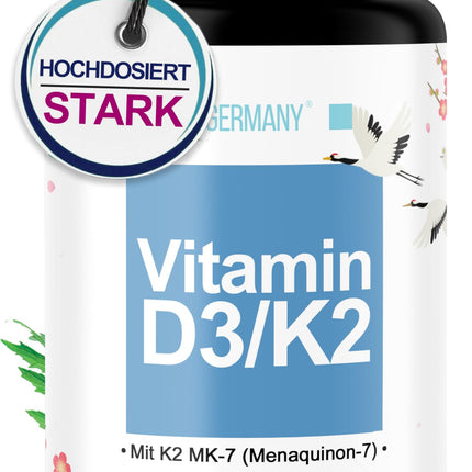 Vitamin D3 + K2 Tablets - 180 Tablets 5,000 IU [DEPOT] - High-dose vitamin D3 and 100 mcg vitamin K2 per ONE tablet - High-quality: Manequinon MK7 - Laboratory-tested