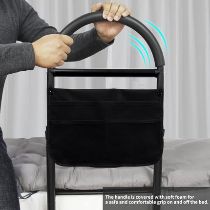 Ceither bed riser, height-adjustable riser, grab bars for seniors, bed rail entry aid, safe and stable, fall-out protection at night