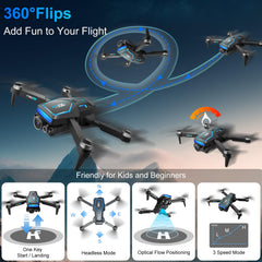 OBEST Drone with 4K Camera for Kids Beginners, Foldable Mini Drone WiFi Live Transmission, Brushless Motor, Obstacle Avoidance, 2 Batteries, Long Flight Time, Headless Mode, 3D Flip, One Key Takeoff/Landing