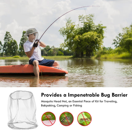 ACWOO 2PC Head Net Face Mesh Head Cover, Mosquito Head Net Face Mesh, Net Head Protection Net, Head Net Face Mesh Head Cover for Outdoor Lovers, Climbing, Fishing, Beekeeping (Gray)