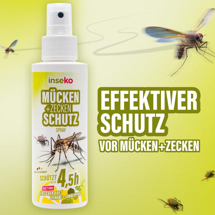 inseko Mosquito &amp; Tick Repellent Spray | DEET-free | Insect repellent for skin and clothing (100ml)