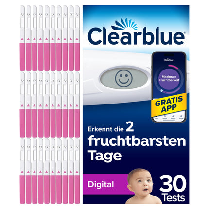 Clearblue Digital Ovulation Test Kit, 30 Tests + 1 Digital Test Holder, Female Fertility Test / Ovulation, Proven to Help You Get Pregnant Faster