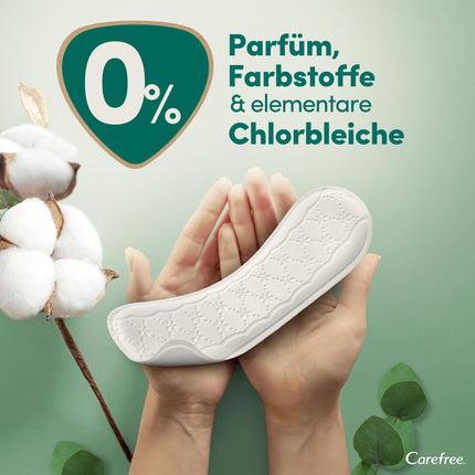 Carefree Panty Liners 100% Organic Cotton Topsheet Long (24 pieces), made from 100% certified organic cotton for a natural, dry feeling, size long