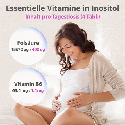 Effective Nature Inositol Tablets – Myo- &amp; D-Chiro-Inositol in the optimal ratio – with 400 µg folic acid per daily dose – Vegan &amp; without additives – 120 Tablets