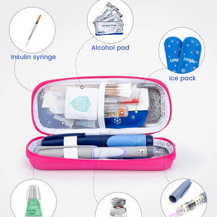 SUNMON Insulin Cooler Bag with 2 Reusable Ice Packs, Insulated Insulin Pen Cooler Bag, Portable Travel Bag for Diabetic Supplies, 4-6 Hour Cooling Medication Bag, 21.1 × 8.9 × 4.8 cm (Red)