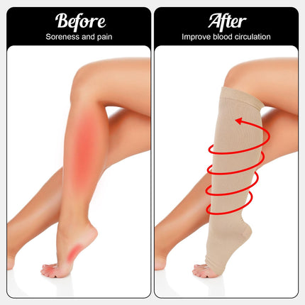 2 pairs of compression stockings for women, 20-30 mmHg compression socks, long compression socks, travel stockings, support stockings for varicose veins, edema, flight, sports, travel, L/XL