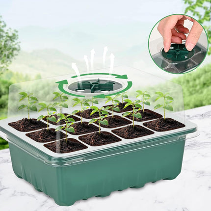 ASOPFYUM Indoor Greenhouse Propagator – Mini Greenhouse Propagation Set 5 Pieces (60 Cells) with Lid &amp; Ventilation | Greenhouse for Windowsill, Propagation Tray Set for Indoor Plant Cultivation
