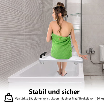 LARS360 Bathtub Board Bathtub Seat Seniors Adults Adjustable Bathtub Board for Sitting Board for Bathtub Seat Board Chair for Bathroom Max 150 kg with Handle, LARS-(HAG1336B), White