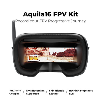 BETAFPV Aquila16 FPV Kit with LiteRadio 2 SE Transmitter for Simulator, VR03 Goggles with DVR Recording Function, 3 Flight Modes, Supported 1S RTF Kit for FPV Beginners for Indoor and Outdoor Flying