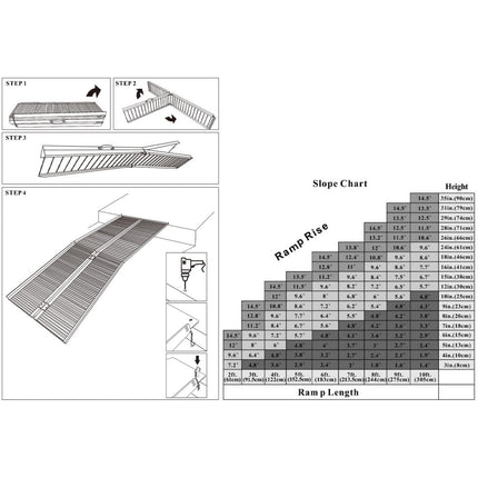 Herrselsam 91x73cm wheelchair ramp load capacity up to 270KG wheelchair ramp with non-slip surface portable wheelchair ramp wheelchair folding ramp for home steps stairs door opening