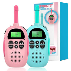 ULEWAY Walkie Talkie for Kids? Rechargeable Two-Way Radio, 3 km Range, Boy Girl Toy 4-12+ Years, 16 Channels, Walkie Talkie for Outdoor Adventures, Camping, Hiking 2 Pack - Pink Blue