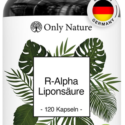 Only Nature® R Alpha Lipoic Acid 300mg - high dosage - 120 laboratory-tested capsules - vegan - no additives - produced in Germany - R-Alpha Lipoic Acid