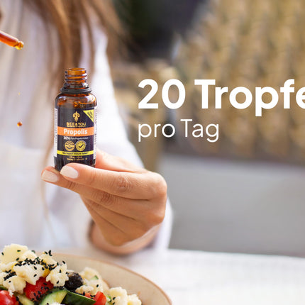 BEE&amp;YOU Propolis Tincture, Propolis Drops 20% (30ml) standardized, additives, Propolis extract rich in beneficial polyphenols and flavonoids, mix into muesli and yogurt