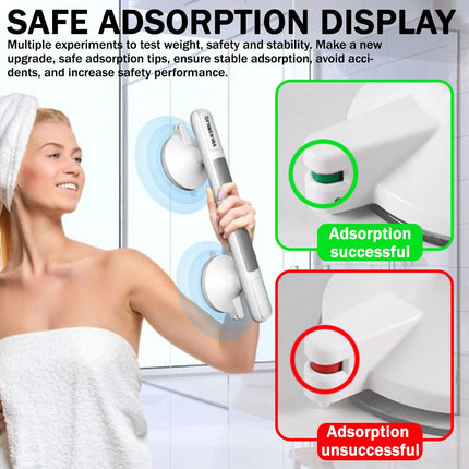 LORESJOY Shower Handle Suction Cup, MAX 110KG Removable Grab Bar with Suction Cup, Grab Bar Shower without Drilling, Grab Bars for Seniors, Bathtub Handle without Drilling