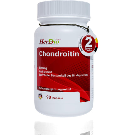 Chondroitin 90 Capsules 500mg each - High-dose chondroitin - Laboratory-tested - No unwanted additives - Premium dietary supplement for optimal well-being