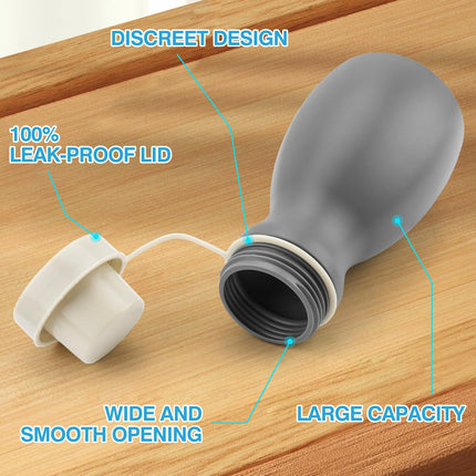 Urinals for men with luminous lid - 900mL, men's urinal with screw cap and leak-proof lid - High-quality portable urinal for men - Practical as bed bottles
