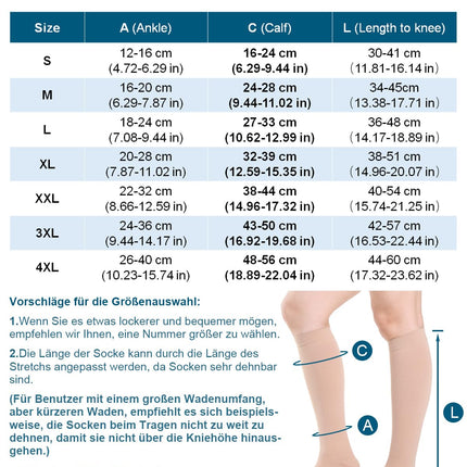 Open Toe Medical Compression Stockings Women &amp; Men 20-30 mmHg Class 2, Size S-4XL, Compression Socks Support Stockings for Varicose Veins Edema Flight (Beige, M)