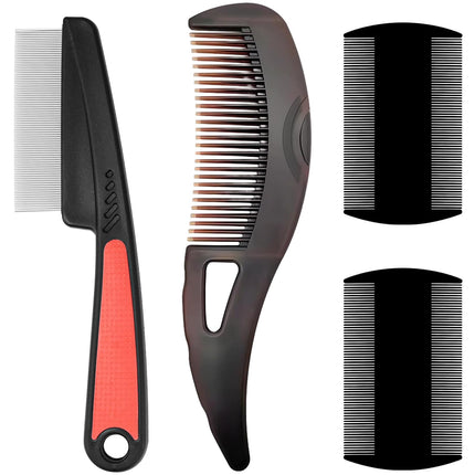 CONJURAIDE 4 Pack Lice Comb, Dandruff Comb, Flea Comb, Nits Comb, Dandruff Lice Comb, Pet Comb, Cat Comb, Dog Comb, Scab Comb, Adult Dandruff Comb for Humans, Cats, Dogs