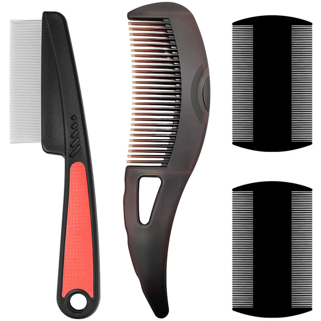 CONJURAIDE 4 Pack Lice Comb, Dandruff Comb, Flea Comb, Nits Comb, Dandruff Lice Comb, Pet Comb, Cat Comb, Dog Comb, Scab Comb, Adult Dandruff Comb for Humans, Cats, Dogs