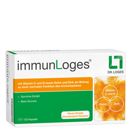 immunLoges® - 120 capsules - Food supplement with the unique natural substances Spirimmun® and Betox-93® as well as immune-relevant micronutrients