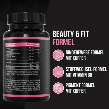BRNR LADY BRNR - BeautyFit Metabolism Formula with Vitamin B6, Connective Tissue with Copper, Collagen, High Dose Hyaluronic Acid, Biotin, 120 Capsules