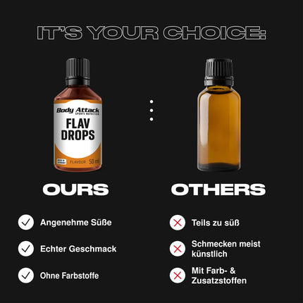 Body Attack Flav Drops - Vanilla - 50 ml - Vegan flavor drops - for sweetening porridge, muesli, etc. - Highly concentrated flavors, pure enjoyment - Aspartame-free, sugar-free, and fat-free, 0 calories