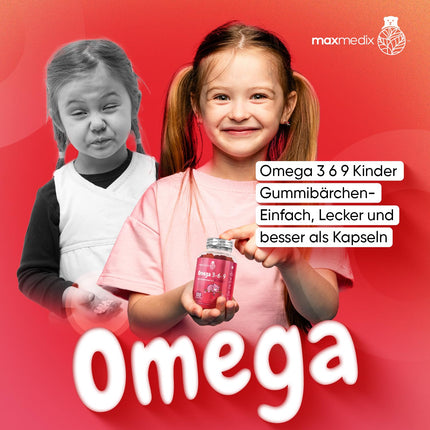 Omega 3 6 9 Gummies for Children - 400mg Perilla Oil Provides Omega 3, Omega 6 &amp; Omega 9 Per Serving - 120 Vegan Gummies - 2 Month Supply - Fatty Acids with Strawberry &amp; Raspberry Flavor - maxmedix