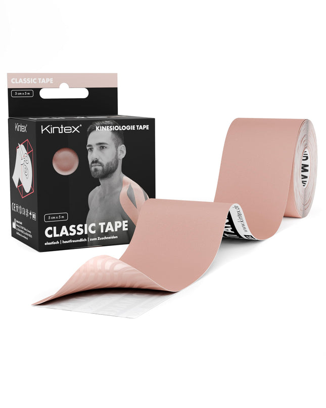 Kintex Kinesiology Tape Classic, 5 cm x 5 m, skin-friendly &amp; waterproof kinesiology tape, physio tape, medical tape, for sports &amp; physiotherapy (beige)